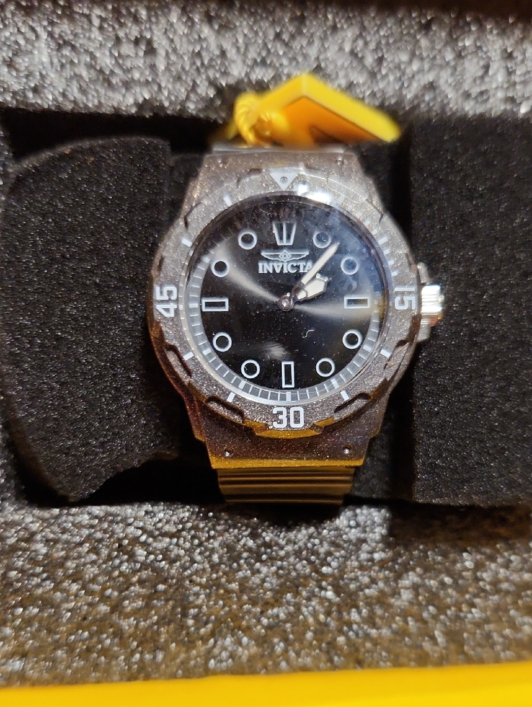 Invicta Black Watch With Yellow Hard Case